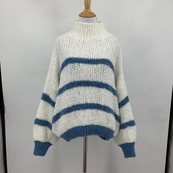 Toscanas 39 Sweater Womens M/L Multi Oversized Alpaca Blend Funnel Neck Cocoon - Picture 2 of 16